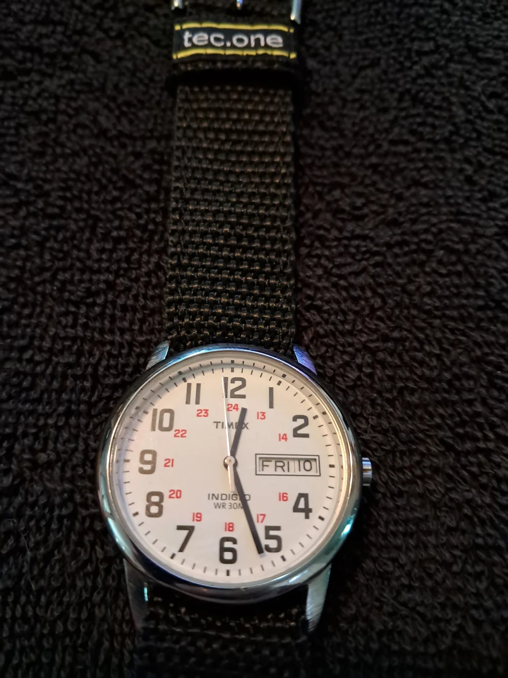 Timex White Dial Field Watch with Day & Date w. Tec.One Black Nylon Strap